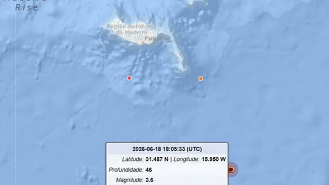 Sismo de 3,6 registado a Sudeste das Desertas