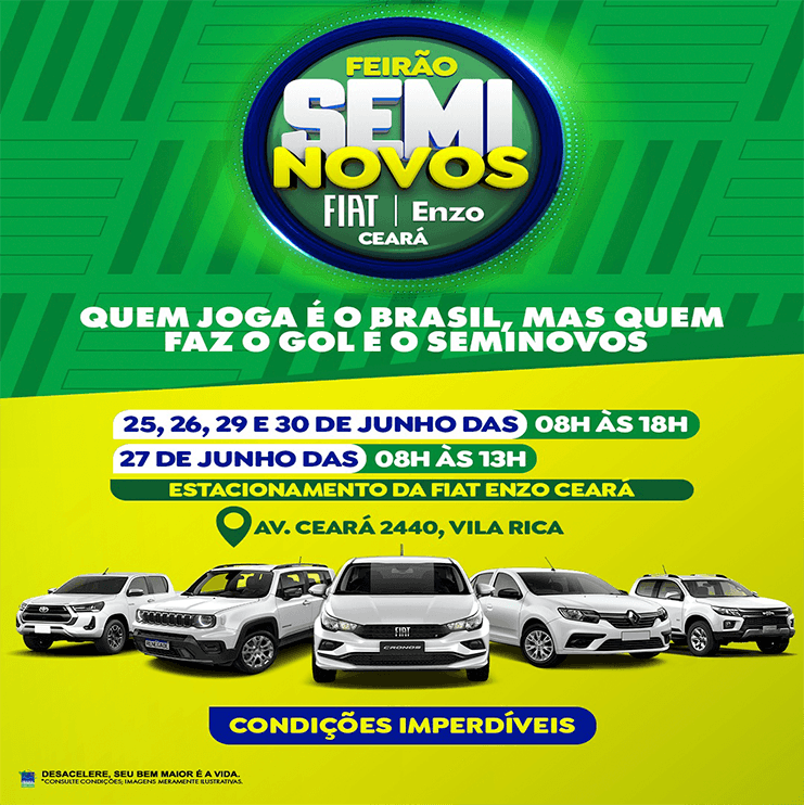 Fiat Enzo Ceará realiza Feirão de Seminovos de 25 a 30 de junho