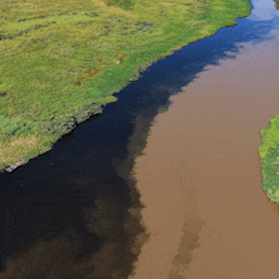 Encontro de rios desenha um dos contrastes mais bonitos nas águas do Pantanal