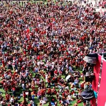 <![CDATA[ Imagens drone mostram milhares de adeptos na Portugal Football Arena em Lisboa ]]>
